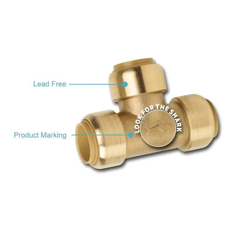 Shower And Tub Connection Kit With Push To Connect Brass Fittings For PEX Copper CPVC PERT HDPE Piping In Tight Spaces DIY Friendly Universal Female Connectors And Elbows Included brass fitting close-up