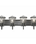 Front view of Darby 4 Light Bathroom Vanity Light Fixture 30 Inch Weathered Iron Finish Wall Mount Vanity Sconce for bath.