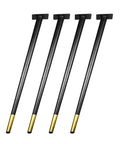 Top Shelf Heavy Duty Metal Furniture Legs Four Pack For DIY Tables And Cabinets Rustproof Iron Table Support Feet With Wide Base Plates in black with gold tips.