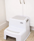 Dual Height Two Step Stool For Kids With Slip Resistant Soft Grip Handles Ideal For Potty Training In The Bathroom Or Kitchen BPA Free Safe Design Durable Toddler Stool For Everyday Use Gray