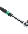 Heavy Duty 5-25Nm Adjustable Click Torque Wrench Set showing a chrome finish with a green grip for auto repair and engine work.