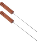 Two Piece Fishing Bait Needle Tool Set Stainless Steel With Blossom Wood Handles For Worm Threading And Hook Maintenance Portable Sea Fishing Go-To Gear With Easy Grip Tackle Accessory For Anglers.