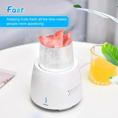 Lightning Quick Electric Cup Cooler Packing Semiconductor Cooling And Smart Touch Interface That Slaps Cans On The Base And Drops Drinks To Freezing In Minutes For Dead Nuts Cold Beer And Sodas with fruit.