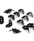 Ten Pack 2 Inch Decorative Angle Rafter Clips With Sunset Powder Coated Finish For Pergola Deck And Fence Top Shelf Builder Hardware, includes steel clips and screws.