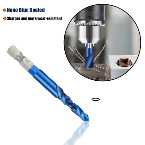 6 Piece Drill And Tap Bit Set With Nano Blue Coating for quick drilling tapping deburring and countersinking in metal