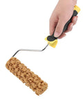 Top Shelf Textured Paint Roller With Sturdy Handle And Eco Friendly Fibers For Smooth Wall Coverage And Killer Interior Painting Results That Deliver No Sweat Application Every Single Time, held in hand.