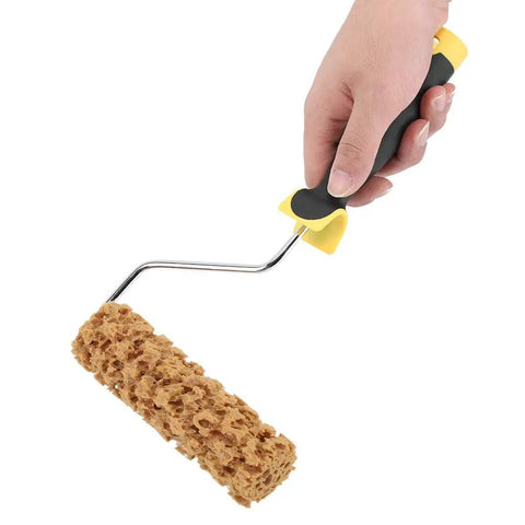 Top Shelf Textured Paint Roller With Sturdy Handle And Eco Friendly Fibers For Smooth Wall Coverage And Killer Interior Painting Results That Deliver No Sweat Application Every Single Time, held in hand.