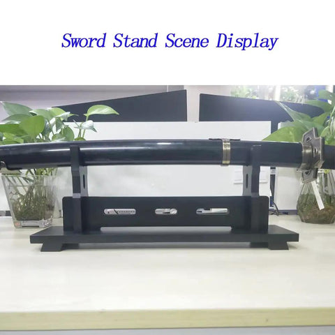 Wooden Katana Wall Mount Sword Stand For Samurai Swords Display Rack Holder Ancient Chinese Style Hanger 1 Layer Black