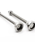 Shake Off Those Floor Wobbles Fast With Heavy Duty Adjustable Leveling Feet Cups 30Mm 304 Stainless Steel Lock Securely For Top Shelf Stability Breeze To Swap In Four Pack Ready. Image shows two stainless steel leveling feet with threaded rods.