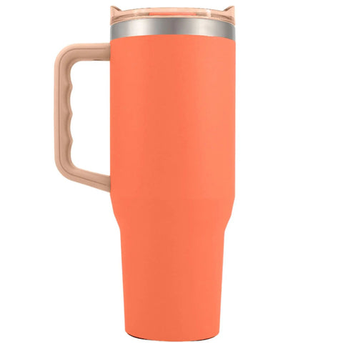Orange Rock Solid 40 Oz Stainless Steel Vacuum Insulated Tumbler with Copper Plate Technology for drinks.