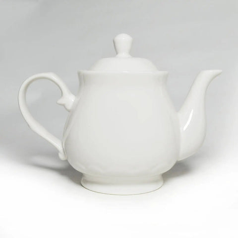 Gooseneck Porcelain Teapot With Lotus Design, 14oz Ceramic Tea Pot For Tea Or Coffee Brewing, Vintage Style Water Pot