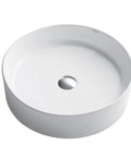 Elavo Round Vessel White Porcelain Ceramic Bathroom Sink 18 Inch Go-To Pick For Any Bath With Scratch-Resistant Non-Porous Glazed Surface