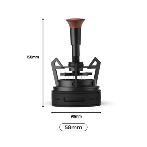 Pro Level Rotary Wdt Tool For Espresso 9 Needle Coffee Distribution And Stirrer With Stand 58Mm Portafilter dimensions 158mm height 90mm width