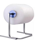Heavy Duty Bubble Wrap Roll Dispenser Tabletop Packing Station showing a roll on a robust galvanized steel stand.