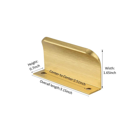 Edge Finger Pulls For Cabinets Invisible Concealed Aluminum Flat Hidden Drawer Pull 3.15 Inch Brushed Brass with measurements