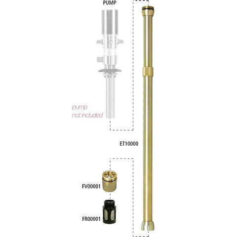 Beefy Heavy Duty Oil Transfer Pump Extension Tube 30 Inch Shaft 42 Millimeter Diameter with accessories