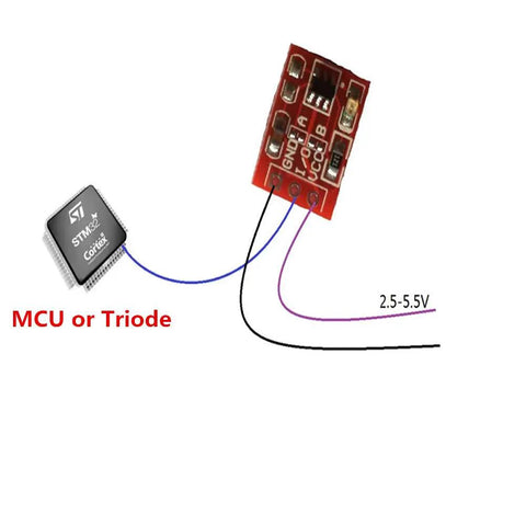 Twenty Piece Capacitive Touch Switch Modules TTP223 2.5 To 5.5V Self Lock Or No Lock for Arduino, showing wiring to MCU or Triode
