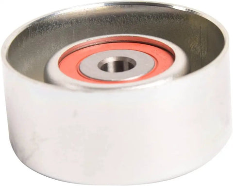 Premium Car Drive Belt Idler Pulley For Toyota Rebuild Kit showing metal pulley with red bearing, designed for smooth engine operation.