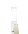 Premium Rock Solid Insulated Pet Door For Extreme Weather With Dual Pane Tempered Glass Heavy Duty Beefy Frame White Finish with removable flap.