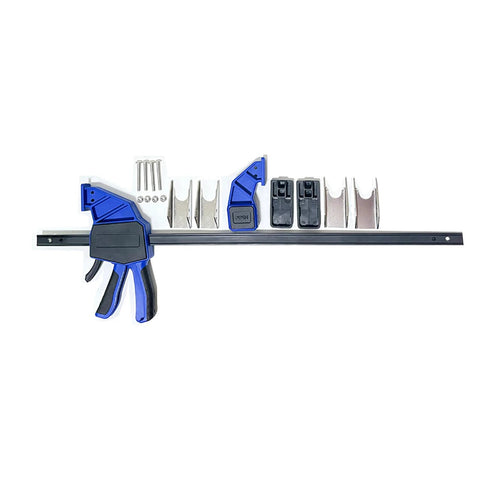 18 Inch Quick Coupler Hand Clamp Kit With Four Duo Jaw Sets Two Pairs 1/2 Inch And 3/4 Inch And Two Pairs 7/8 Inch And 3/8 Inch For Hydraulic Pipe Clamps Compatible With Excavators Tractors And Cranes Made From Durable Carbon Steel With Wear And