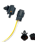 Top Shelf Ambient Temperature Sensor With Connector Pigtail Harness for Hyundai Kia with yellow and black wires.