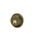Keyed Deadbolt Lock For Entry Door, Single Cylinder, Antique Brass Finish shown in product image.