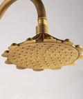 Heavy Duty Solid Brass Shower System Featuring Eight Inch Rainfall Head And Detachable Handheld Sprayer Lead Free Wall Mounted Bath Faucet Rock Solid Build top view of rainfall shower head.