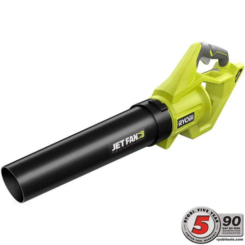 Heavy Duty Cordless Jet Fan Leaf Blower With 500 CFM And 110 MPH Turbo Boost, featuring handheld design and variable speed trigger.