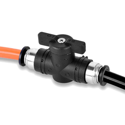 Push To Connect Ball Valve For Pneumatic Systems, 4mm Tube OD, Air Flow Control, Straight Union Adapter, plastic body