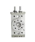 Rock Solid Heavy Duty Pneumatic Rotary Cylinder Air Actuator For Industrial Automation With 0 To 190 Degree Swing Rotation Table And Hella Tough Performance MSQB Series showing a metal actuator front view.