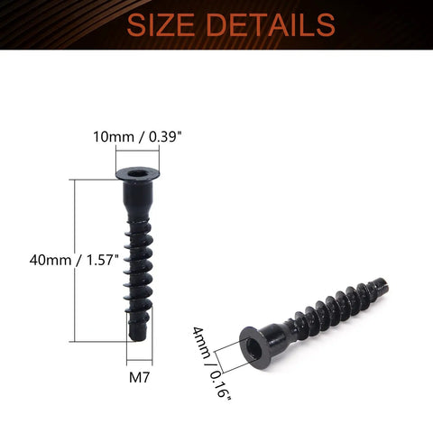 M7x40mm Carbon Steel Confirmat Screws Inner Hex Self Drilling For Wooden Board Connection Black Pack Of 20, size details