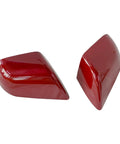 Fresh Red Pair Of Side Mirror Lower Covers For Tesla Model 3 2017 To 2021 close-up view showcasing sleek design and shiny finish.