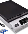 Top Notch Digital Shipping Scale And Postal Scale With One Tenth Ounce Precision And Fifty Pound Capacity Smart Tare And Hold Functions Clear LCD Display For Postage Packaging And Food Prep featuring charger and batteries