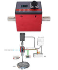 Plug And Play Rotary Torque Sensor And Transducer With 10Nm Range, LCD Display, And RS485 0 to 10V Output For Easy Motor Speed Measurement, Torque Tester For PLC DCS And Automation, Includes 7 Pin Waterproof Connector And 3m Cable, red metal housing