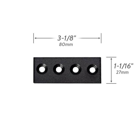 Black Sliding Barn Door Track Connector For Two Track Linkage Carbon Steel Hardware With End Hole Design 3-1/8" x 1-1/16"