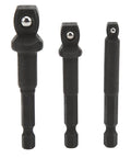 Get A Durable Chrome Vanadium Socket Adapter Kit That Fits Your Electric Drill For Quick Fixes And DIY Projects With Secure 1/2 3/8 And 1/4 Inch Versatile Drive Adaptors Built Tight For Real Tough Stuff black 3-piece drill socket adapters