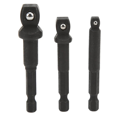 Get A Durable Chrome Vanadium Socket Adapter Kit That Fits Your Electric Drill For Quick Fixes And DIY Projects With Secure 1/2 3/8 And 1/4 Inch Versatile Drive Adaptors Built Tight For Real Tough Stuff black 3-piece drill socket adapters