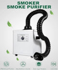 Portable Welding Fume Extractor For Desktop Use With Dual Ports, 3-Stage Purifier shown with flexible hose and control panel