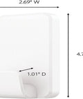 Extra Large Heavyweight Wall Hooks With Adhesive Strips For Damage Free Hanging Up To 15 Lb Each; dimensions displayed