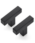2 Pack Black Cabinet Knobs 2 Inch Overall Length Single Hole Drawer Handles For Kitchen Cabinets And Dresser Drawers Easy Install Matte Black Finish