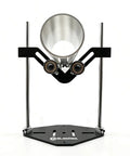 Heavy Duty Adjustable Pipe Rolling Rig With Rock Solid V Frame Base For Smooth Spinning During Cutting Engraving Polishing And Garage Builds, showing base with cylindrical holder.