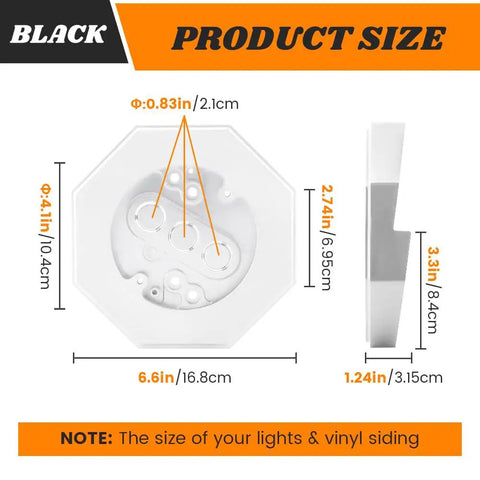 Vinyl Siding Mounting Block Kit With Built In Electrical Box For Outdoor Lighting Vertical Light Mount Blocks For Half Inch Lap Siding White Finish Easy Install No Fuss Exterior Light Mounting Bracket, 6.6in white plastic