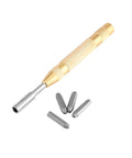 38 Piece Automatic Letter And Number Metal Stamping Kit For Leather And Plastic punch tool and four metal stamps shown separately