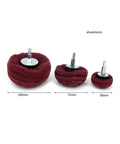 Awesome 3-Piece Red Mushroom Buffing Wheels With 2 3 And 4 Inch Sizes Featuring 320 Grit for rust removal and deburring.