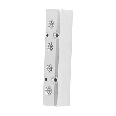 Heavy Duty Aluminum Pneumatic Manifold Block With G1/2 Inlet And G1/4 Outlet, Splitter style, side view showing outlets