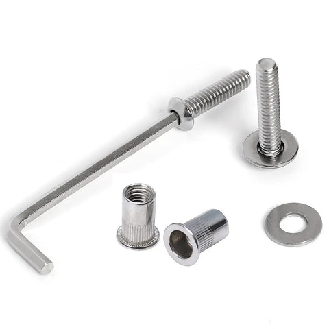 Stainless Steel 1/4-20 Rivet Nuts And Bolts 3/4 Inch Button Head Socket Cap Screws 1/4-20 Flat Washers Rivnut Nutsert 30 Set