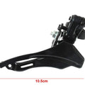 Side view of Universal Front Derailleur for Mountain Bikes Dope Steel Construction Built To Last Smooth Shifting Easy Install Quick Clamp