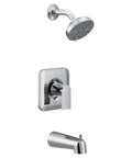 Genta LX Pressure Balancing Shower Set with showerhead, tub spout, chrome finish, lever handle, features Posi Temp valve from Genta LX Collection
