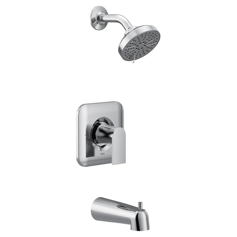 Genta LX Pressure Balancing Shower Set with showerhead, tub spout, chrome finish, lever handle, features Posi Temp valve from Genta LX Collection