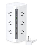 Must Have Boss Level Compact Power Tower Surge Protector With USB Ports And Five Foot Extension Cord 1800 Joules of Surge Protection